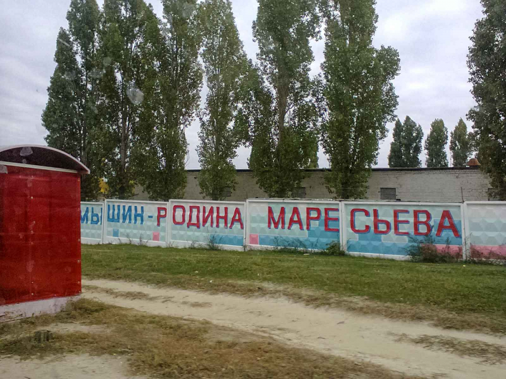 Работникам благоустройства пора скосить бурьян у бетонной стены с надписью «Камышин - родина Маресьева», - камышанка
