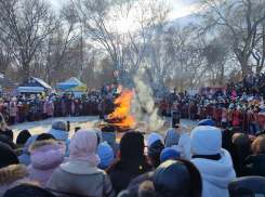  В центральном парке Камышина только что сожгли обаятельное чучело Зимы-модницы в фиалковой юбке (ВИДЕО)