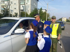 В Камышине юные помощники полицейских написали важные письма водителям и передали их на улицах города