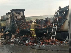 На московской трассе вспыхнула, как свечка, и сгорела фура с фруктами