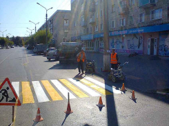 В Камышине взялись за осеннее перекрашивание пешеходных переходов