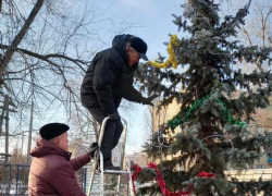Благодаря спортсменам камышинского хоккейного клуба Маресьева для ребятишек из приюта у них во дворе "выросли" две живых красавицы-ели, сразу с гирляндами!