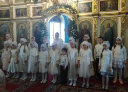 В Никольском соборе Камышина перед алтарем Рождественские песнопения исполнил детский хор