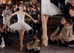 В Париже, прямо на улице, балерина станцевала под музыку Чайковского