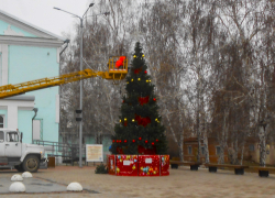 В Камышине нарядили первую уличную новогоднюю елку