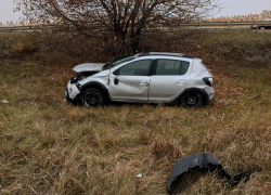 Водитель иномарки из Камышина улетел в кювет, но легко отделался