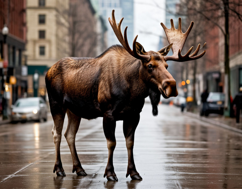 Лось устроил погром в Урюпинске