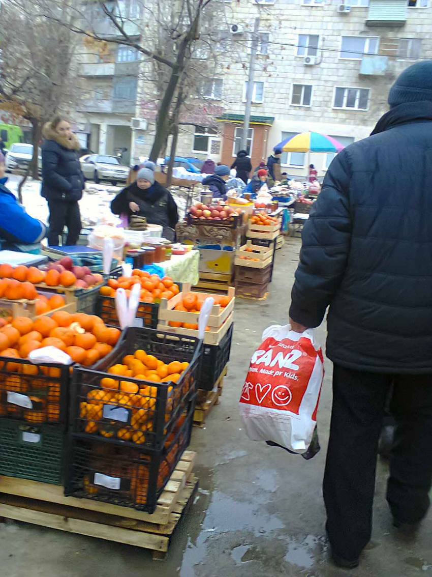 В Камышине на стихийном рынке у «Победы» в лужах и грязи обосновался «цитрусовый рай", - камышанка