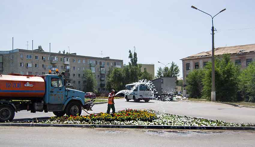 В Камышине водовозки не в состоянии противостоять жаре:  в городе горят деревья и цветники