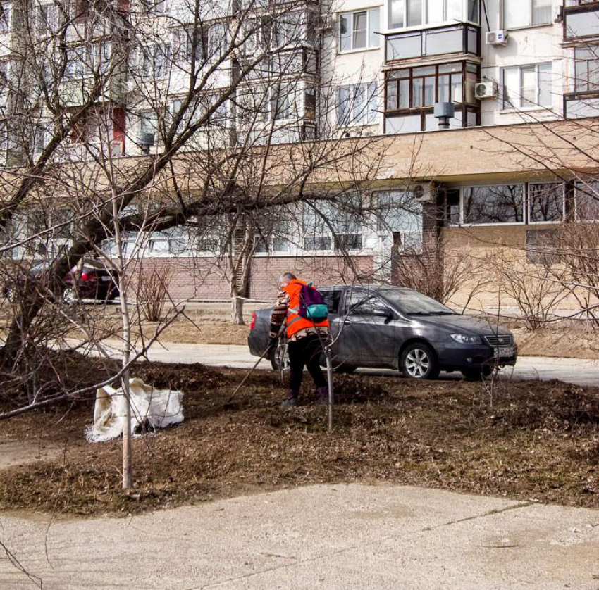 Пока в Камышине не объявили городских субботников, самые активные камышане сами выходят убирать у многоэтажек