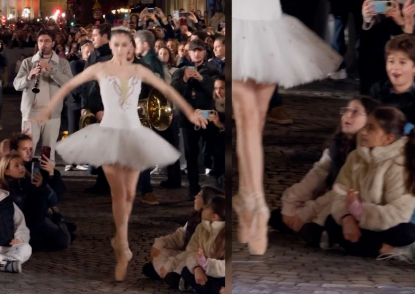 В Париже, прямо на улице, балерина станцевала под музыку Чайковского