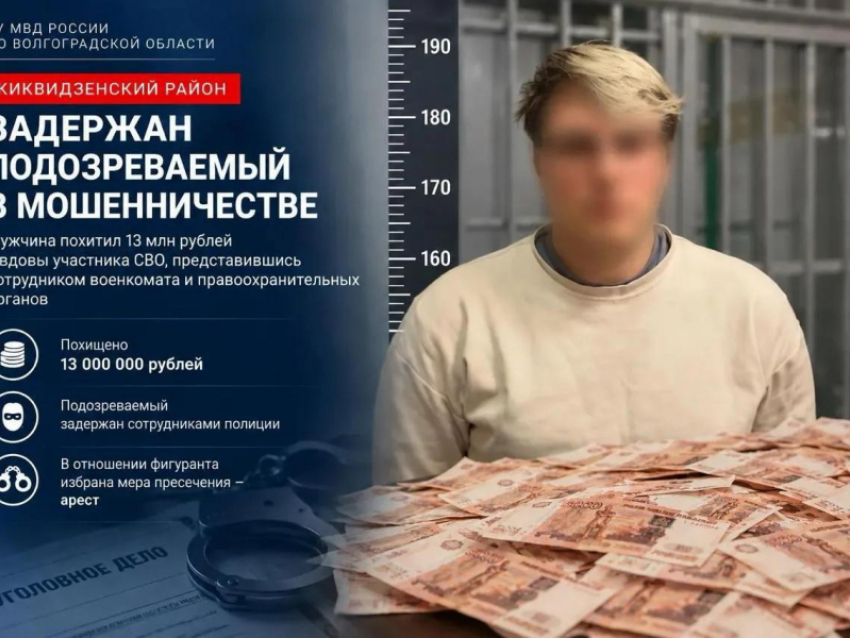 Полицейские задержали «симпатичного парня", который мошеннически «увел»  13 млн рублей у женщины в Волгоградской области