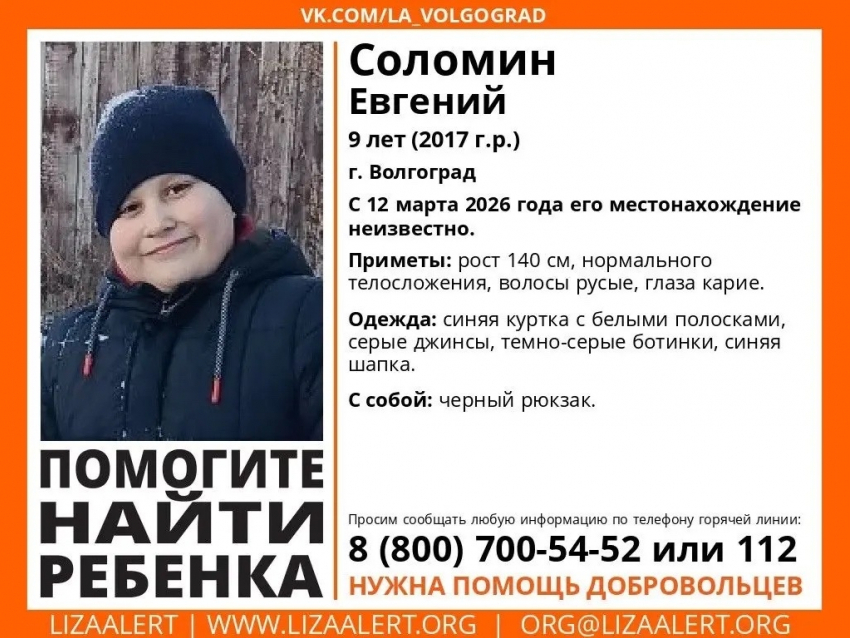 Волонтеры подключились к поискам пропавшего ребенка в Волгограде  