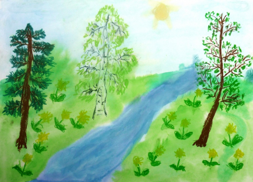 "Солнечный круг": Весенний лес в деревне, автор Саша Трофимов, 6 лет