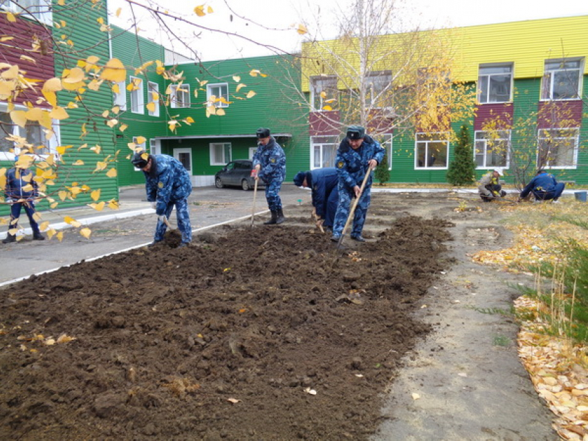 Сотрудники Камышинской ВК провели субботник на территории Детского дома города Камышина