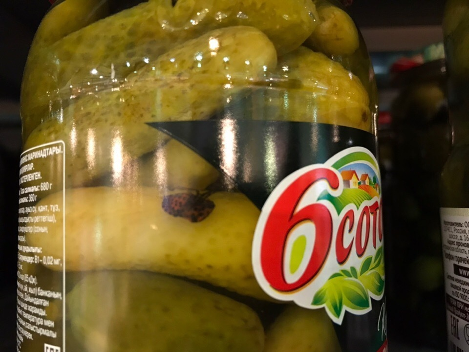 Камышане обнаружили в гипермаркете маринованные огурцы с жуком